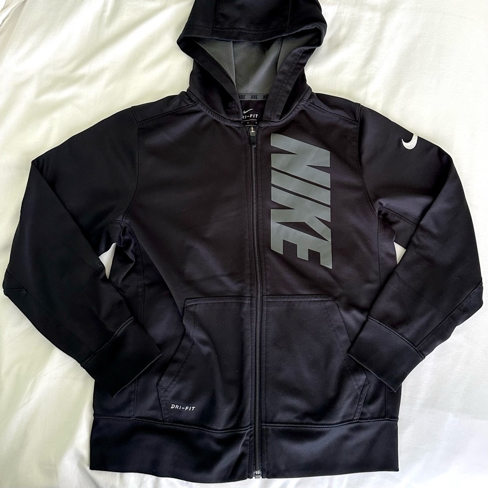 Nike Black and Gray Dri-FIT Zip Up Hoodie Sweatshirt